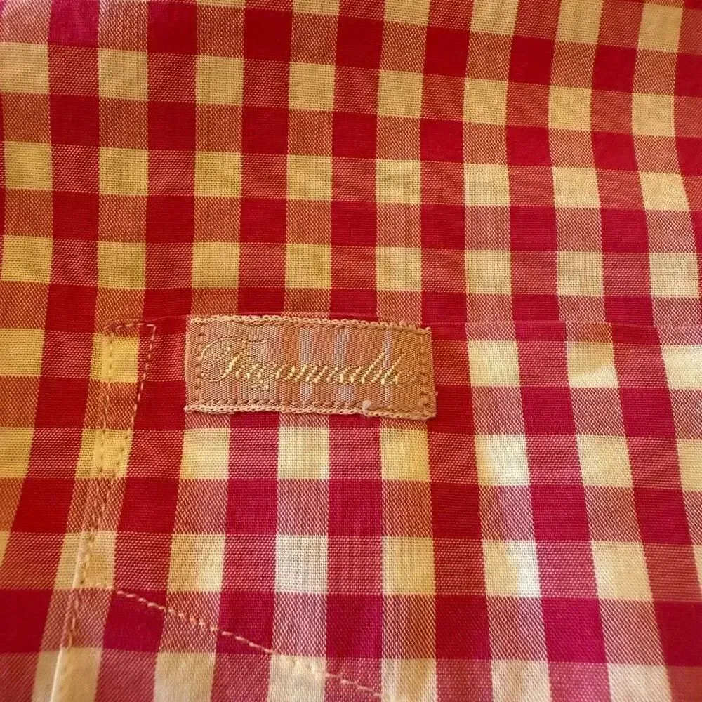 Faconnable Classic Pink & White Checked Long Slv Blouse Sz L
